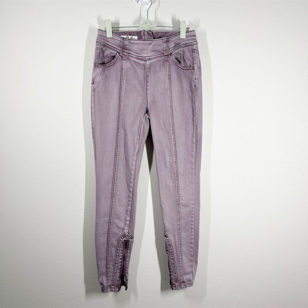 Free People CRVY Mercury Skinny Jeans Size 26 Purple Ankle & Back Zip Stretch